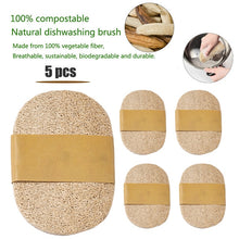 Load image into Gallery viewer, Tableware Cleaning Wooden Long Round Handle Brush Natural Loofah Brush Kitchen Cleaner Supplies
