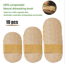 Load image into Gallery viewer, Tableware Cleaning Wooden Long Round Handle Brush Natural Loofah Brush Kitchen Cleaner Supplies
