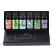 Load image into Gallery viewer, Lagunamoon Pure Essential Oils 10ML 6pcs Gift Set Humidifier Aromatherapy Eucalyptus Papermint Lemongrass Orange Tea Tree Oil
